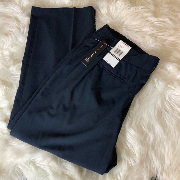 Zac & Rachel Navy Pants Women Size 18 Short Stretch Waist  Straight Leg NWT - Picture 2 of 10